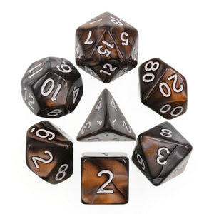 Silver + Gold Blend Polyhedral Dice Set ( 7 Pcs )