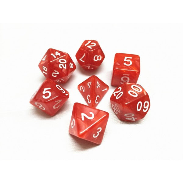 Red Pearl Polyhedral Dice Set (7Pcs)