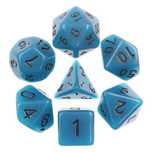 Glow in the dark Blue dice set